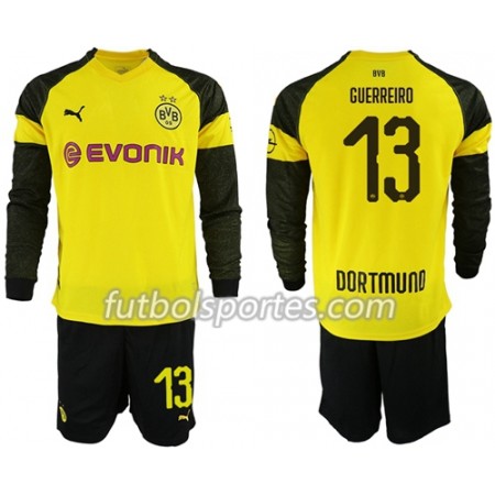 Camisetas Borussia Dortmund Guerreiro 13 Niño Primera Equipacion 2018/2019 Manga Larga